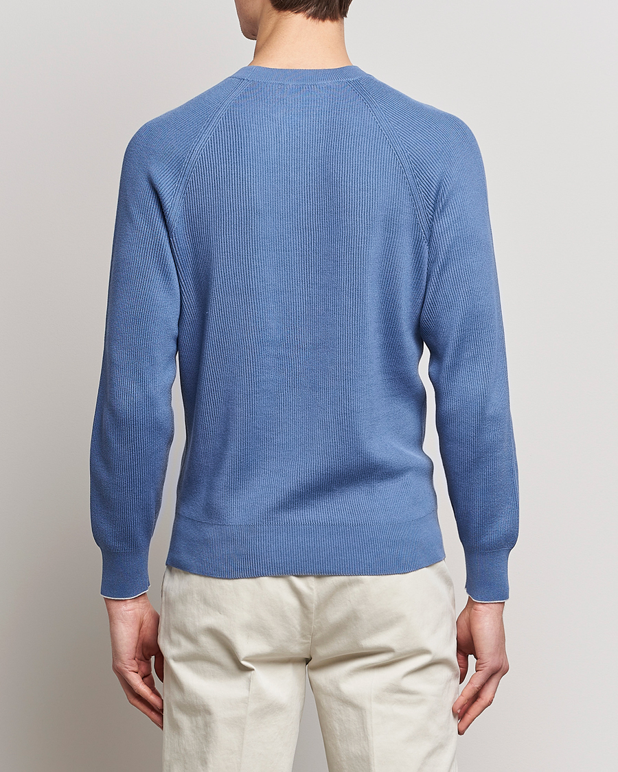 Herren | Pullover | Brunello Cucinelli | Rib Stitch Crew Neck Sweater Oxford Blue