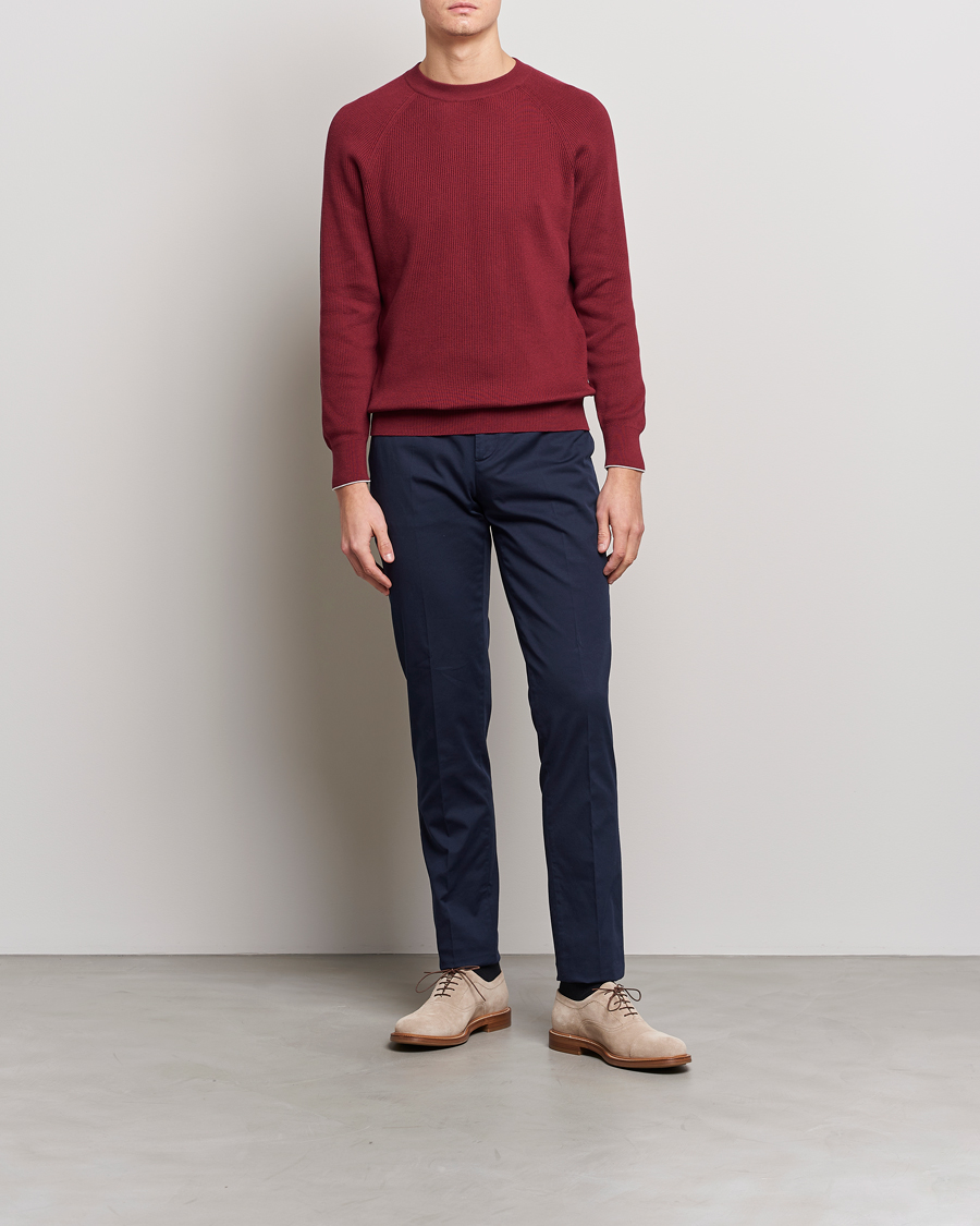 Herren | Pullover | Brunello Cucinelli | Rib Stitch Crew Neck Sweater Burgundy