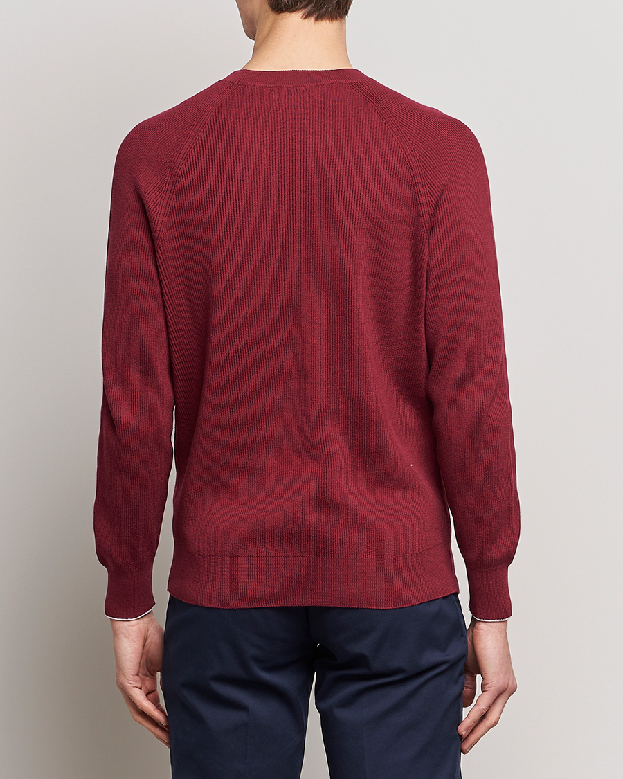 Herren | Pullover | Brunello Cucinelli | Rib Stitch Crew Neck Sweater Burgundy