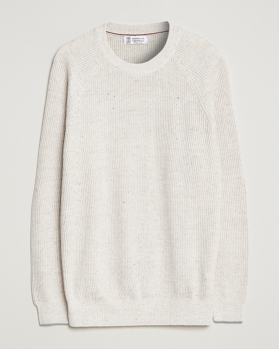 Herren | Pullover | Brunello Cucinelli | Chine Rib Sweater Light Beige