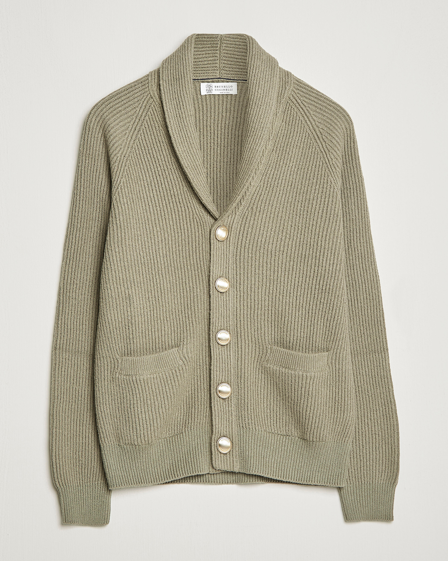 Herren | Pullover | Brunello Cucinelli | Heavy Rib Cardigan Olive