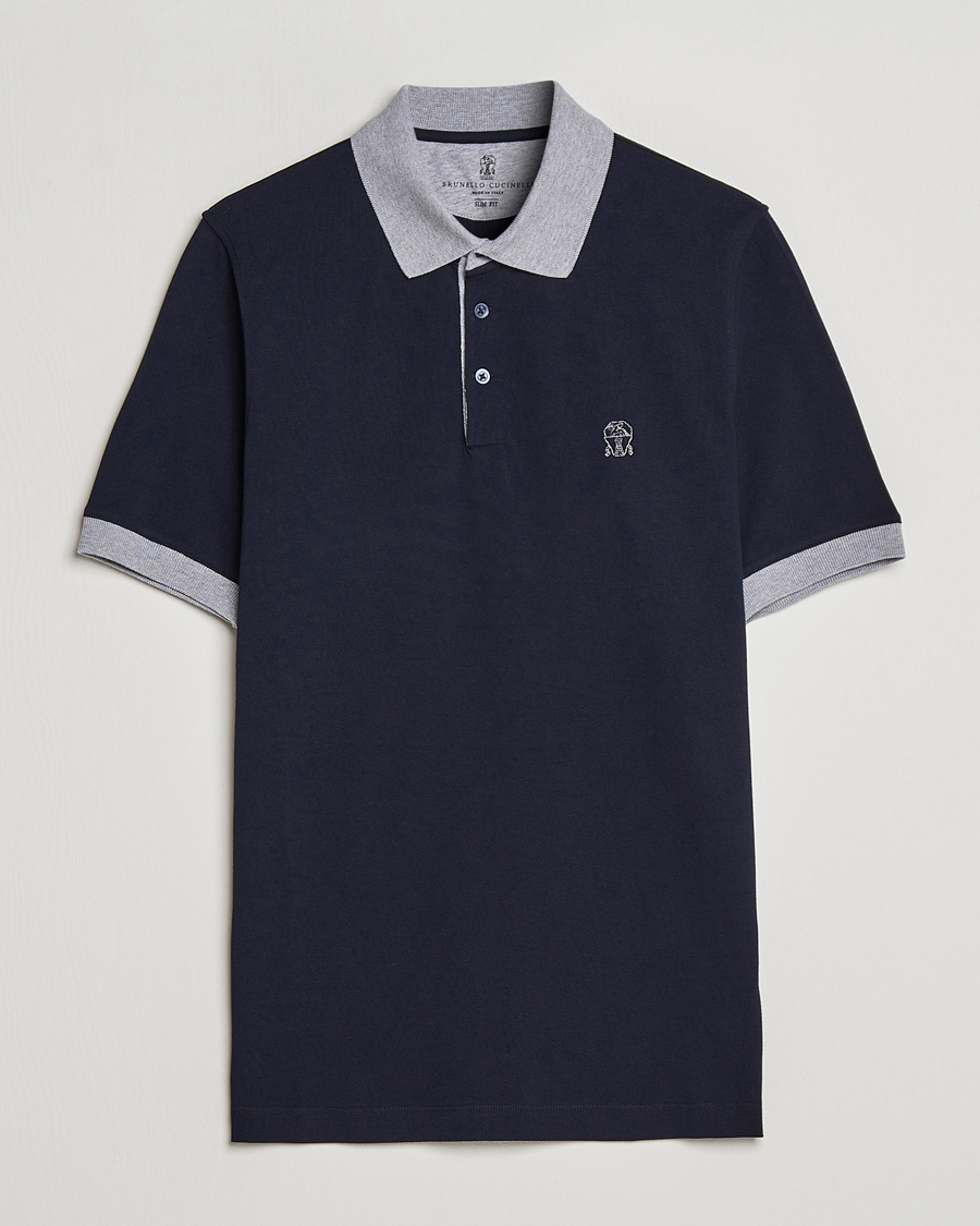 Herren | Poloshirts | Brunello Cucinelli | Short Sleeve Polo Piquet Navy