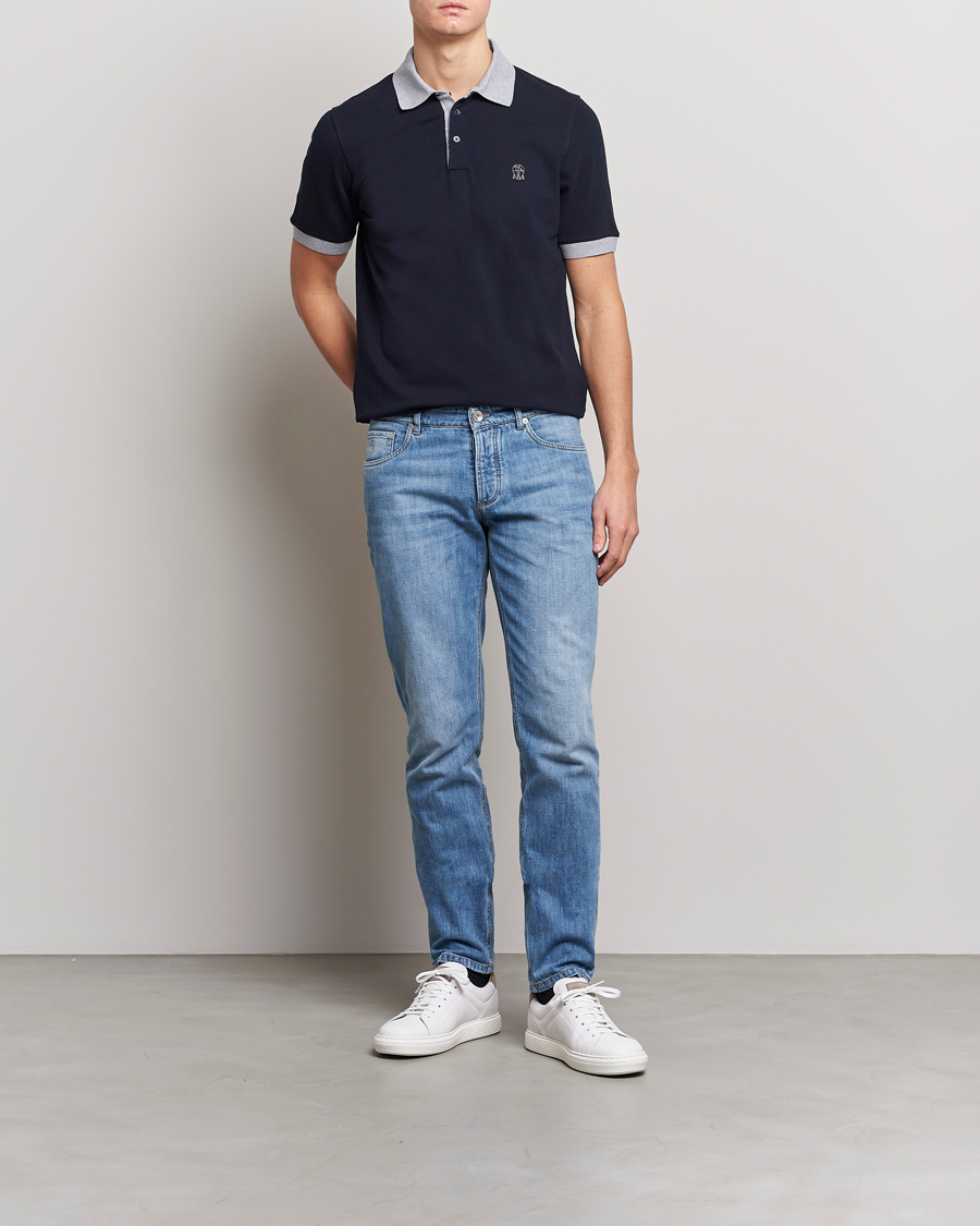 Herren | Poloshirts | Brunello Cucinelli | Short Sleeve Polo Piquet Navy