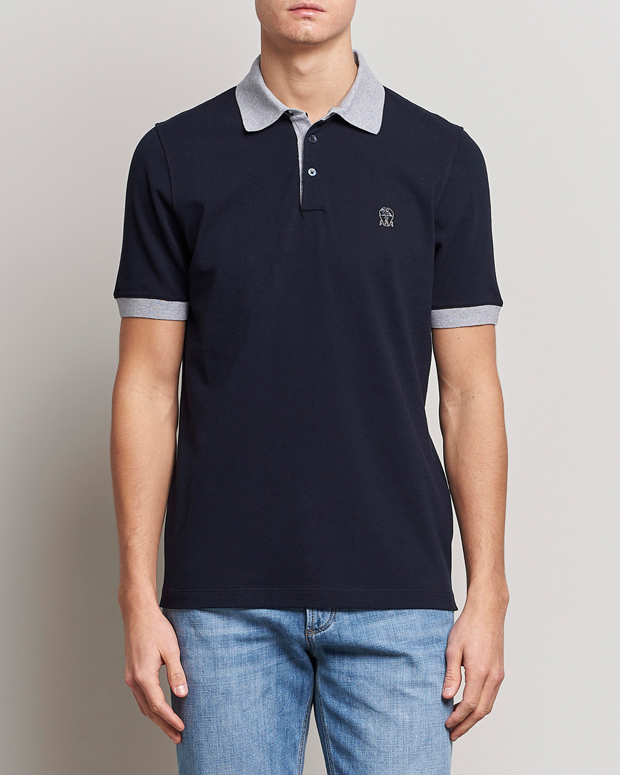 Herren | Poloshirts | Brunello Cucinelli | Short Sleeve Polo Piquet Navy