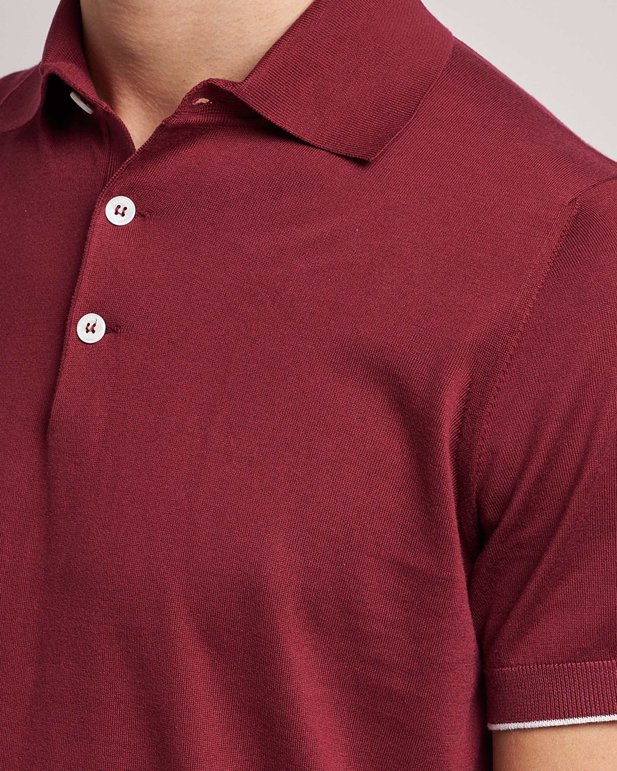 Herren | Poloshirts | Brunello Cucinelli | Short Sleeve Knitted Polo Burgundy