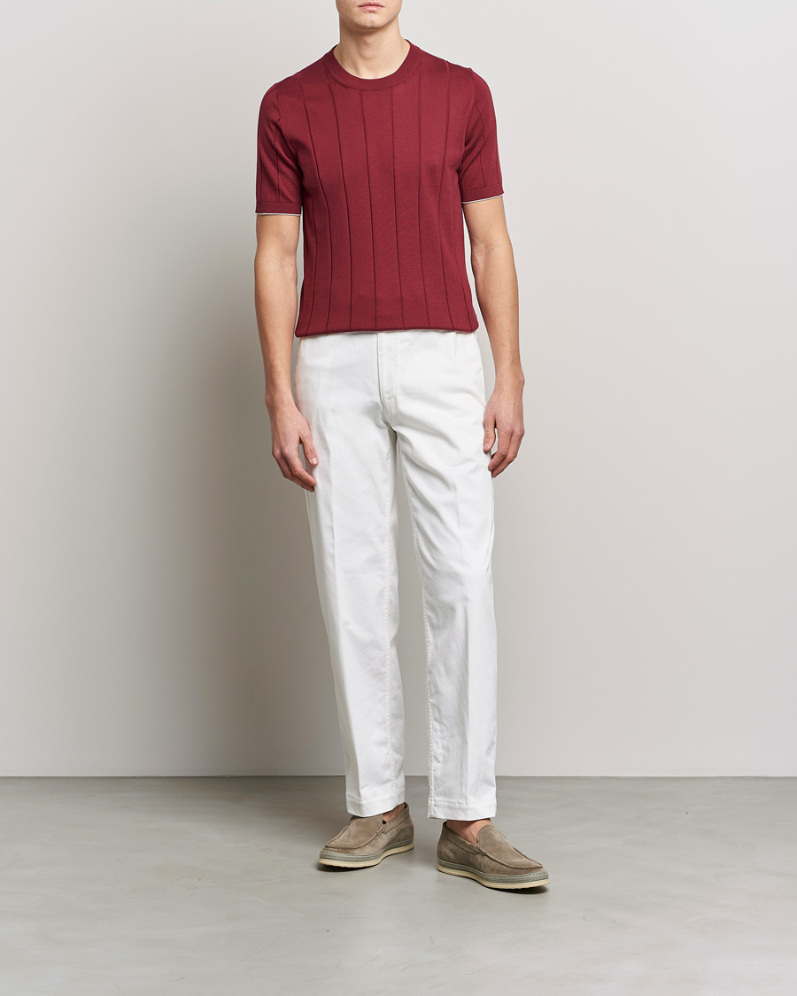 Herren | T-Shirts | Brunello Cucinelli | Rib Knitted T-Shirt Burgundy