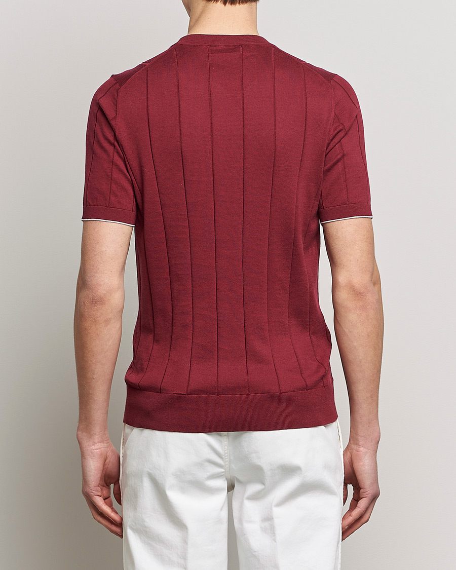 Herren | T-Shirts | Brunello Cucinelli | Rib Knitted T-Shirt Burgundy