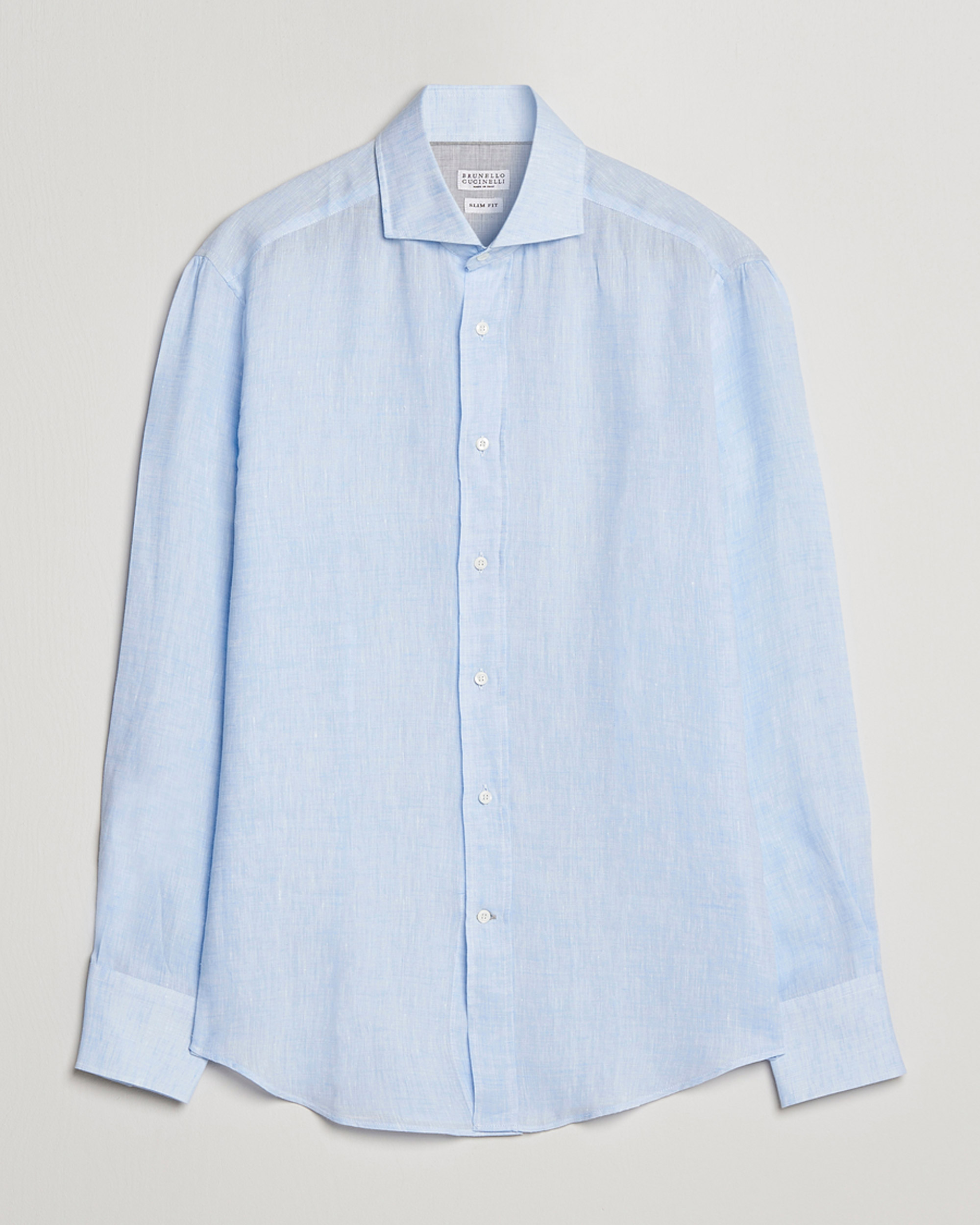 Herren | Hemden | Brunello Cucinelli | Slim Fit Linen Sport Shirt Light Blue