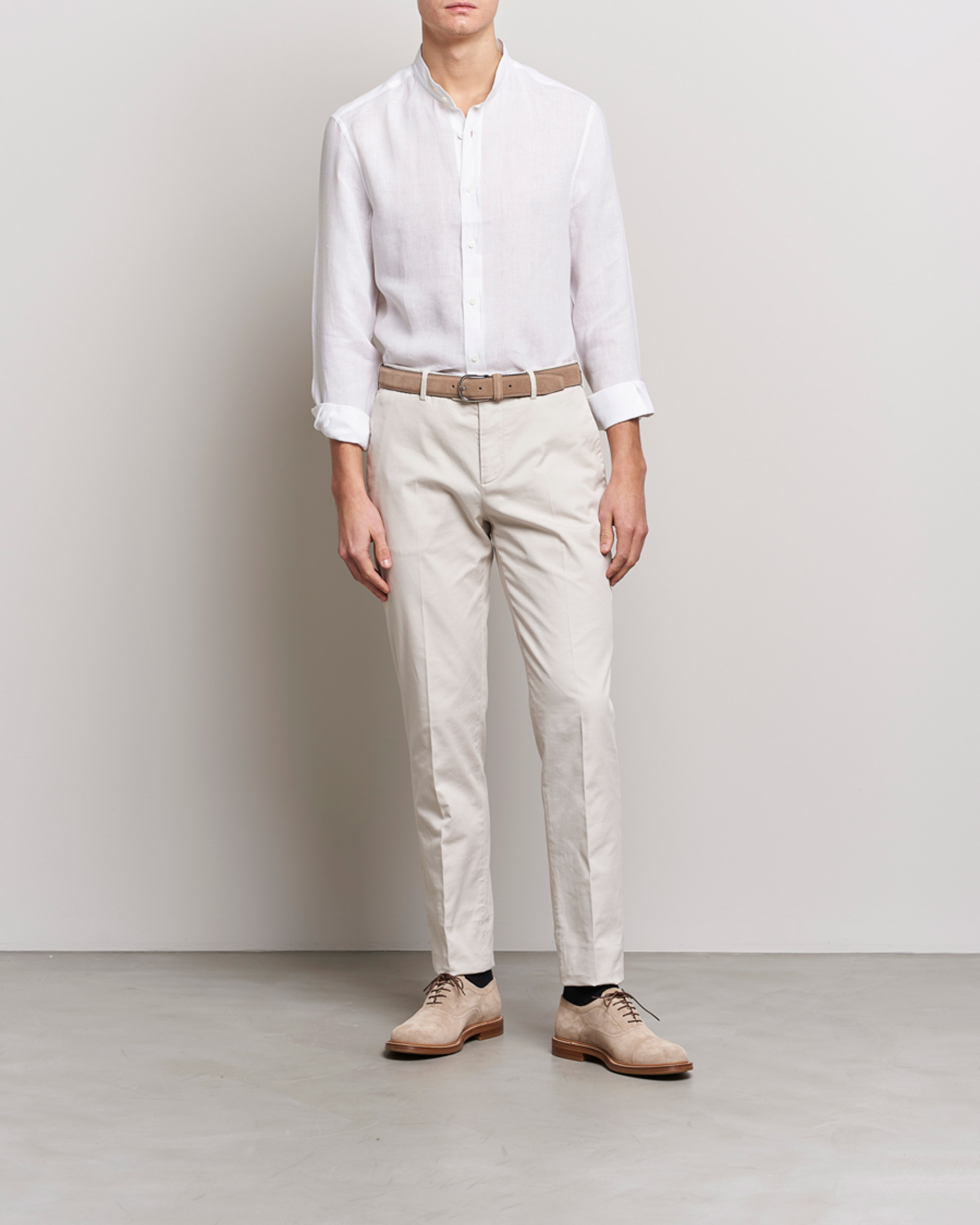 Herren | Hemden | Brunello Cucinelli | Linen Guru Collar Shirt White