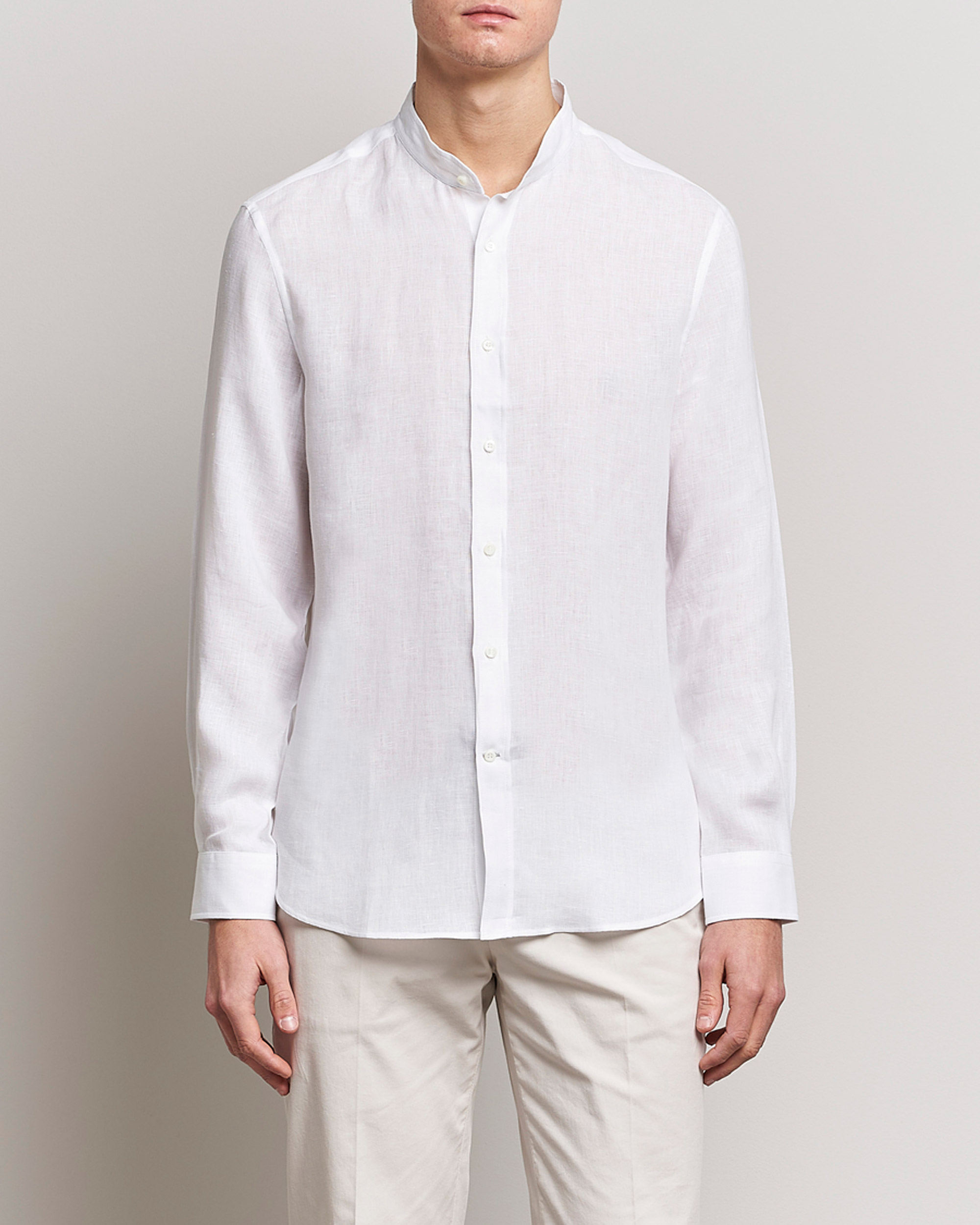 Herren | Hemden | Brunello Cucinelli | Linen Guru Collar Shirt White