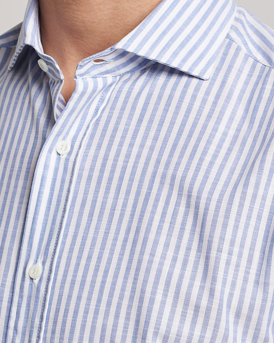 Herren | Hemden | Brunello Cucinelli | Slim Fit Linen Striped Shirt Light Blue