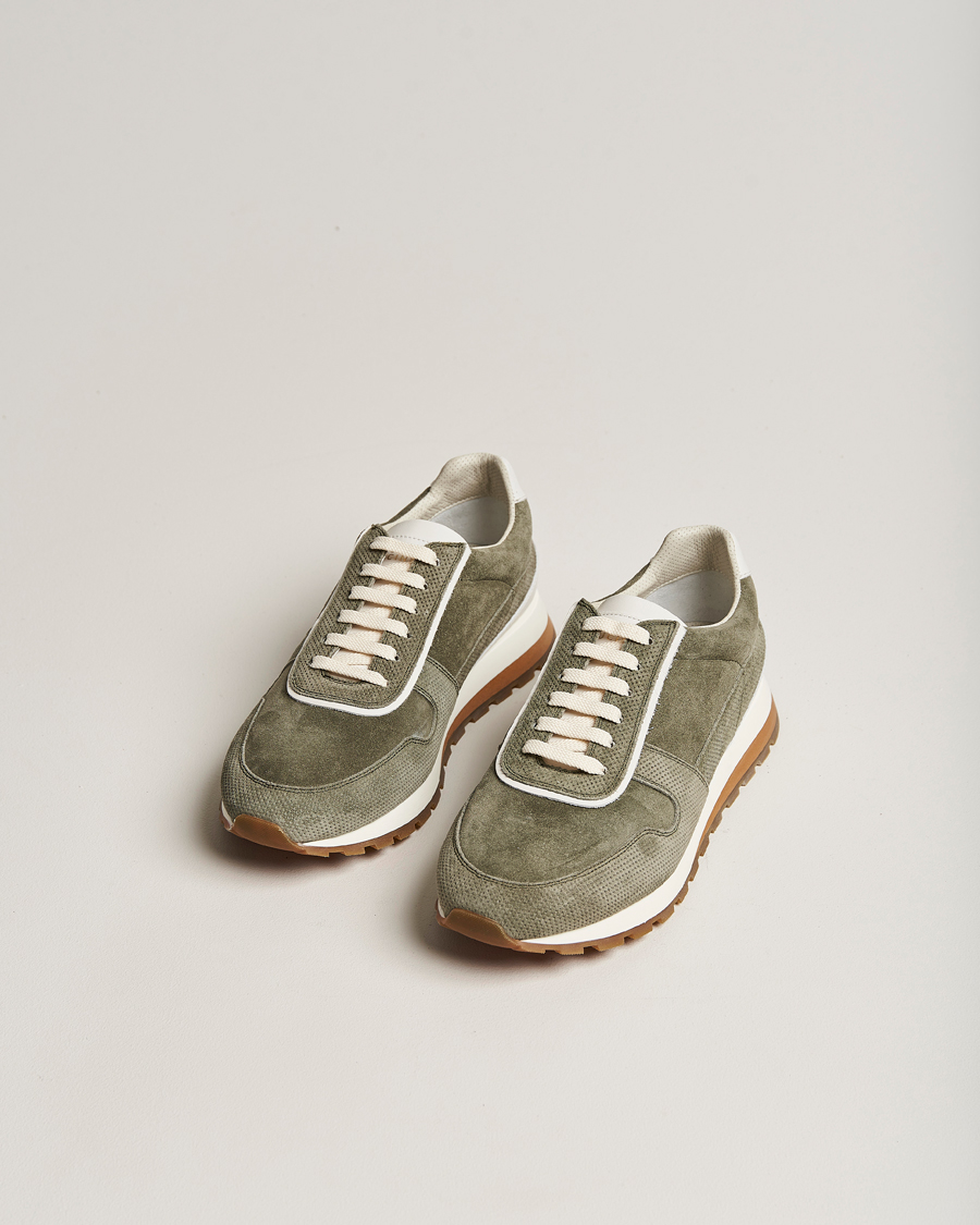 Herren | Brunello Cucinelli Perforated Running Sneakers Olive | Brunello Cucinelli | Perforated Running Sneakers Olive