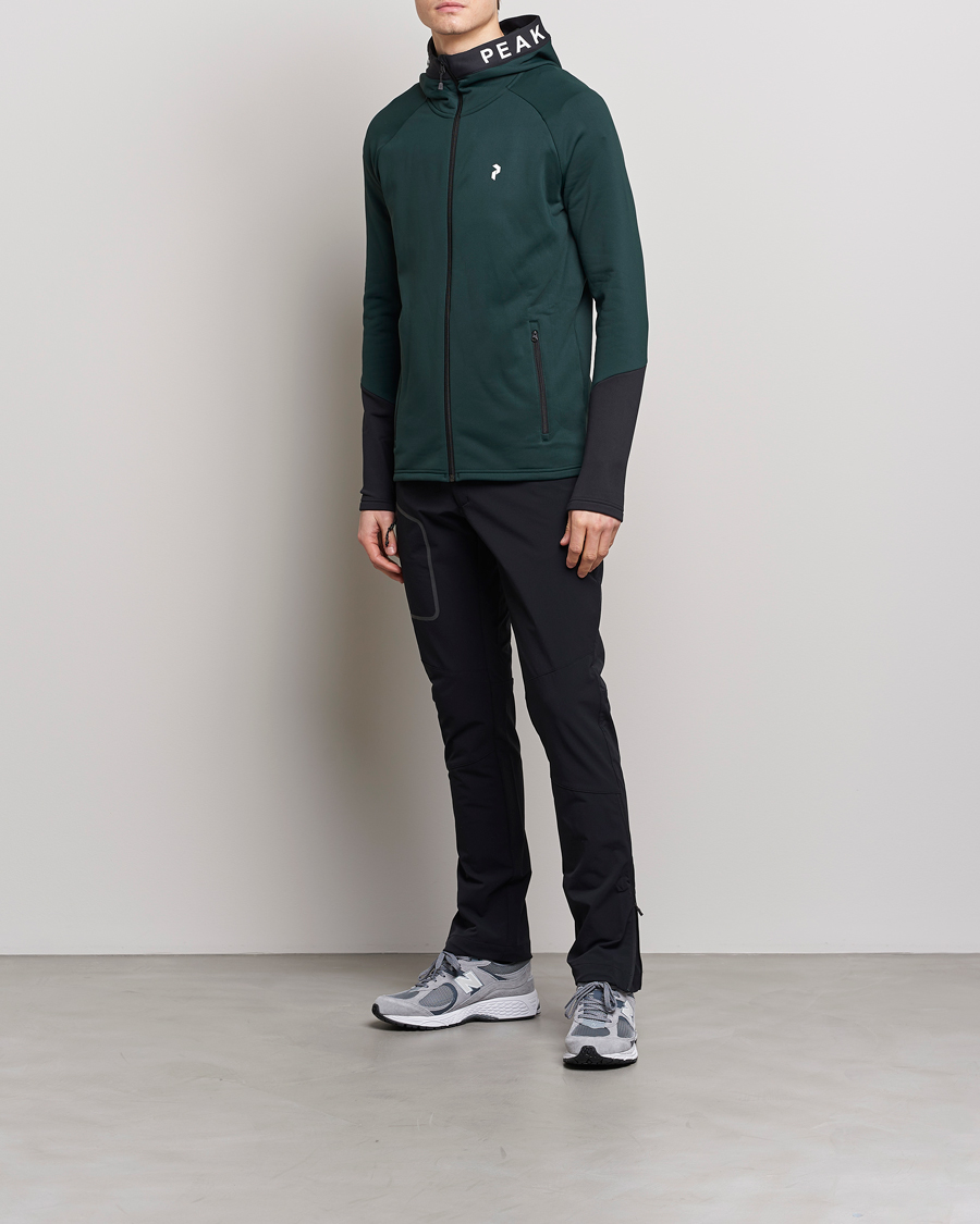 Herren | Pullover | Peak Performance | Rider Zip Hood Fleece Scarab Green/Black