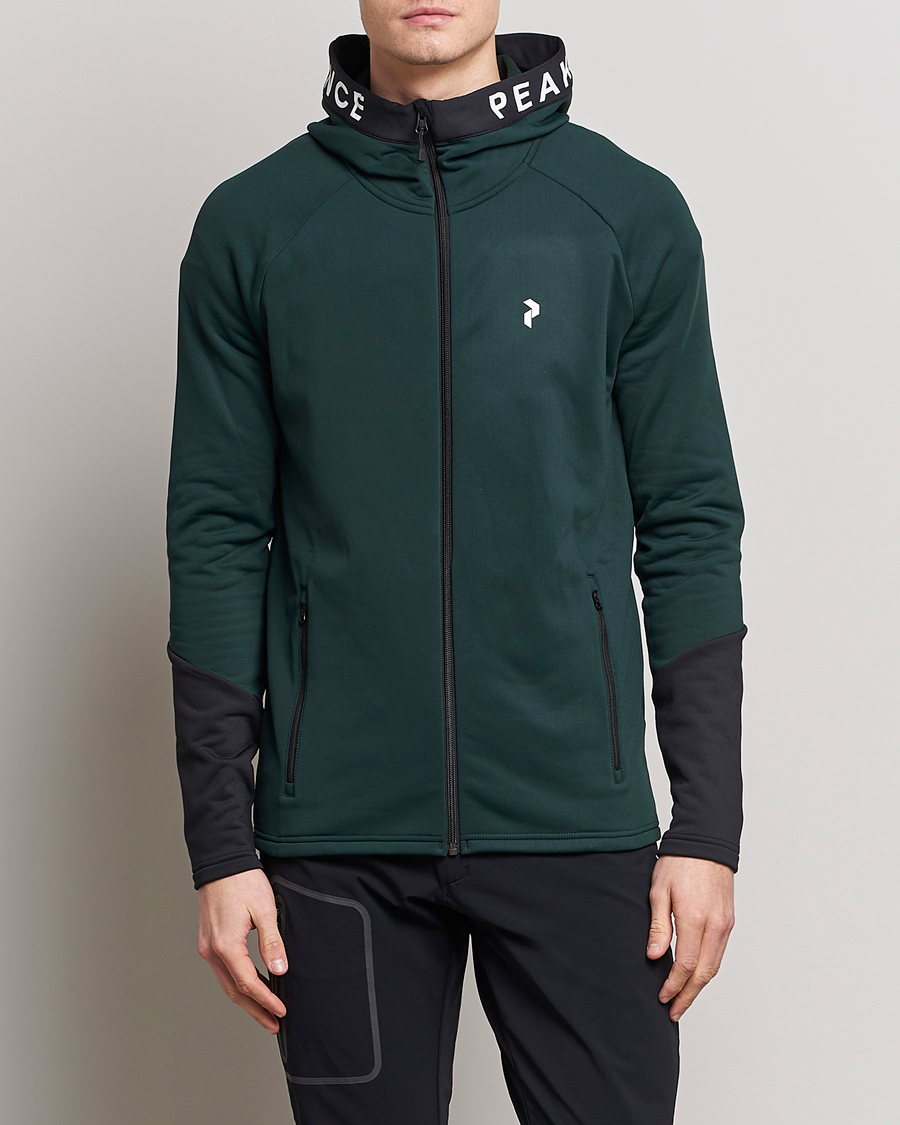 Herren | Pullover | Peak Performance | Rider Zip Hood Fleece Scarab Green/Black