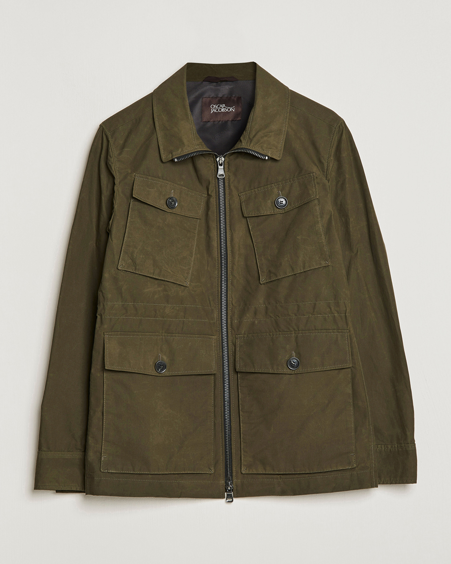 Herren | Jacken | Oscar Jacobson | Balder Waxed Field Jacket Dark Green