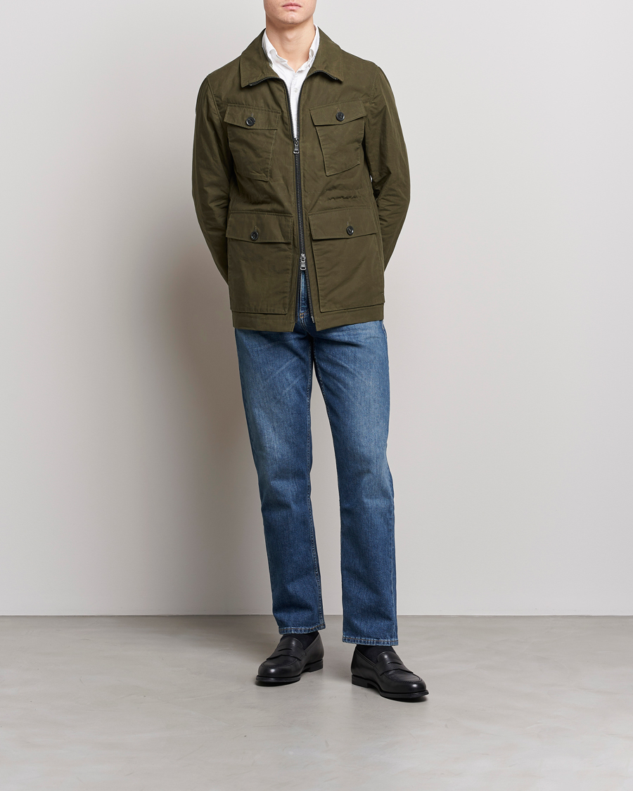 Herren | Jacken | Oscar Jacobson | Balder Waxed Field Jacket Dark Green