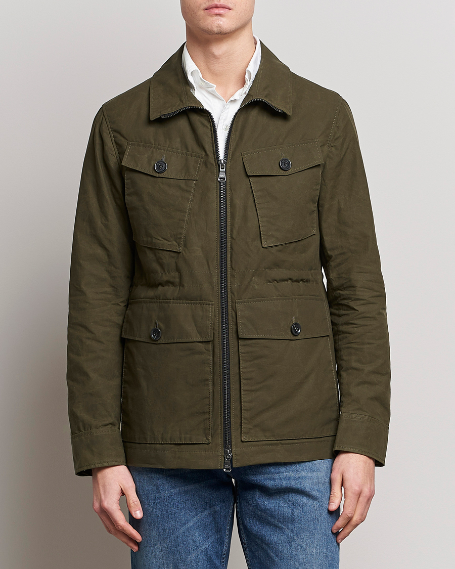 Herren | Jacken | Oscar Jacobson | Balder Waxed Field Jacket Dark Green