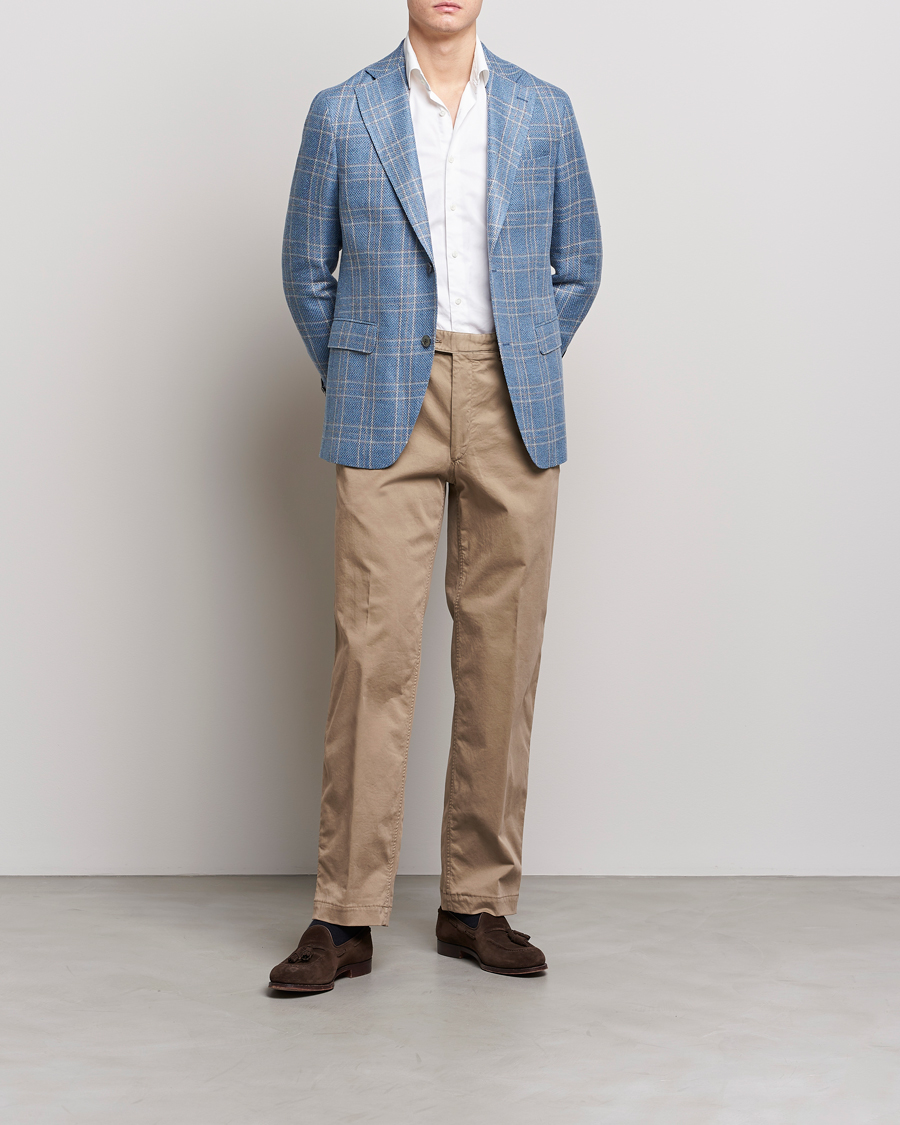 Herren | Sakkos | Oscar Jacobson | Fogerty Soft Cotton/Linen/Wool Blazer Light Blue