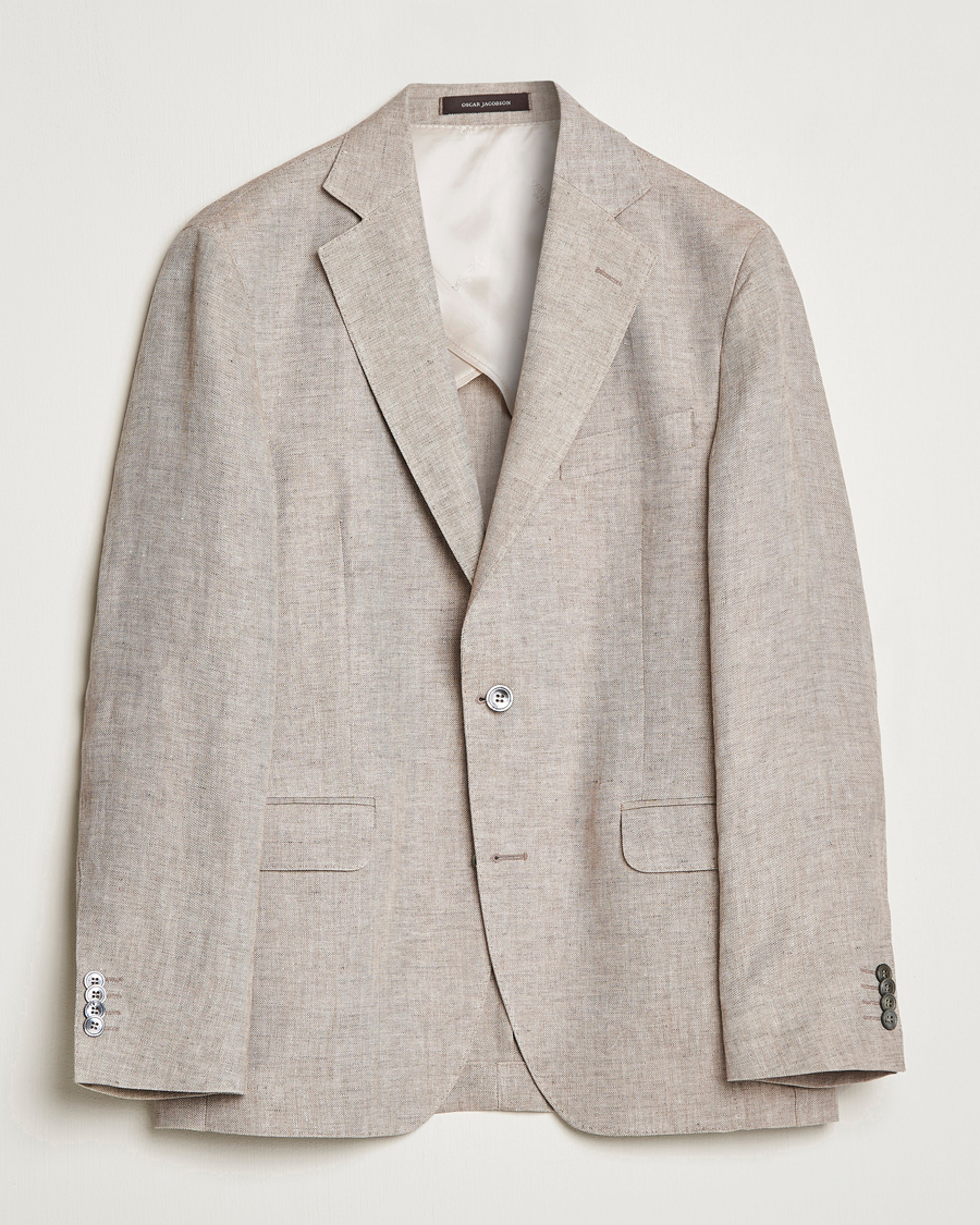 Herren | Sakkos | Oscar Jacobson | Ferry Soft Linen Blazer Beige