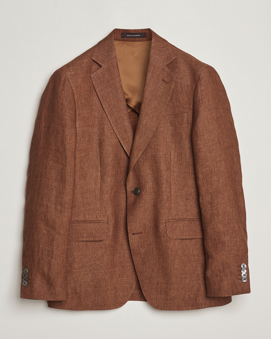 Herren | Sakkos | Oscar Jacobson | Ferry Soft Linen Blazer Brown