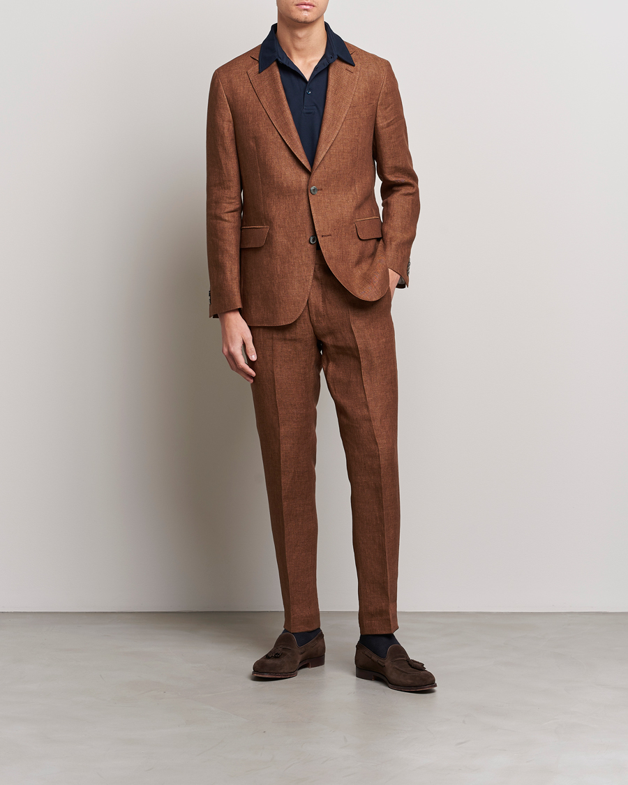 Herren | Sakkos | Oscar Jacobson | Ferry Soft Linen Blazer Brown