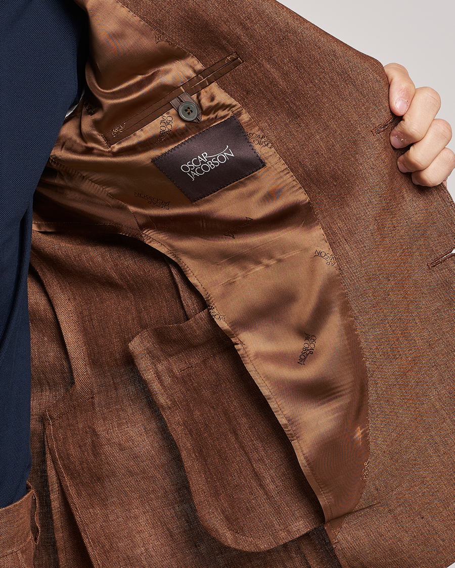 Herren | Sakkos | Oscar Jacobson | Ferry Soft Linen Blazer Brown