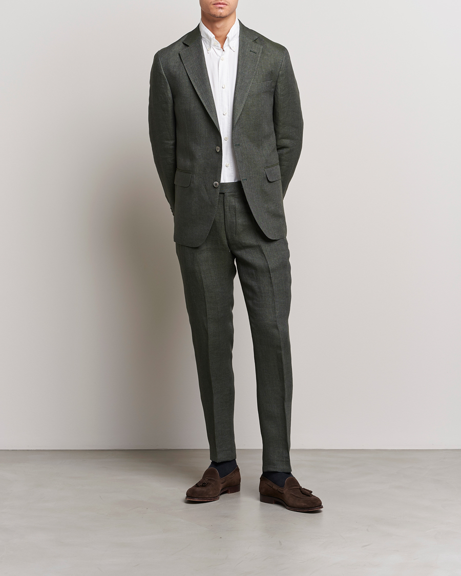 Herren | Sakkos | Oscar Jacobson | Ferry Soft Linen Blazer Green