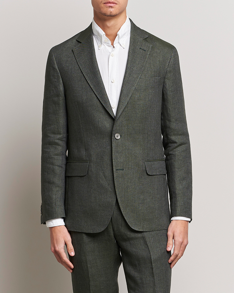 Herren | Sakkos | Oscar Jacobson | Ferry Soft Linen Blazer Green