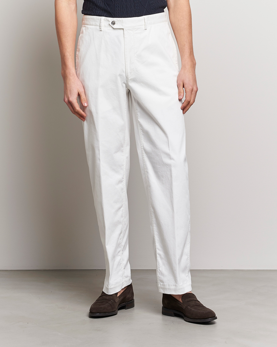Herren | Hosen | Oscar Jacobson | Tanker Pleat Cotton Trousers Off White