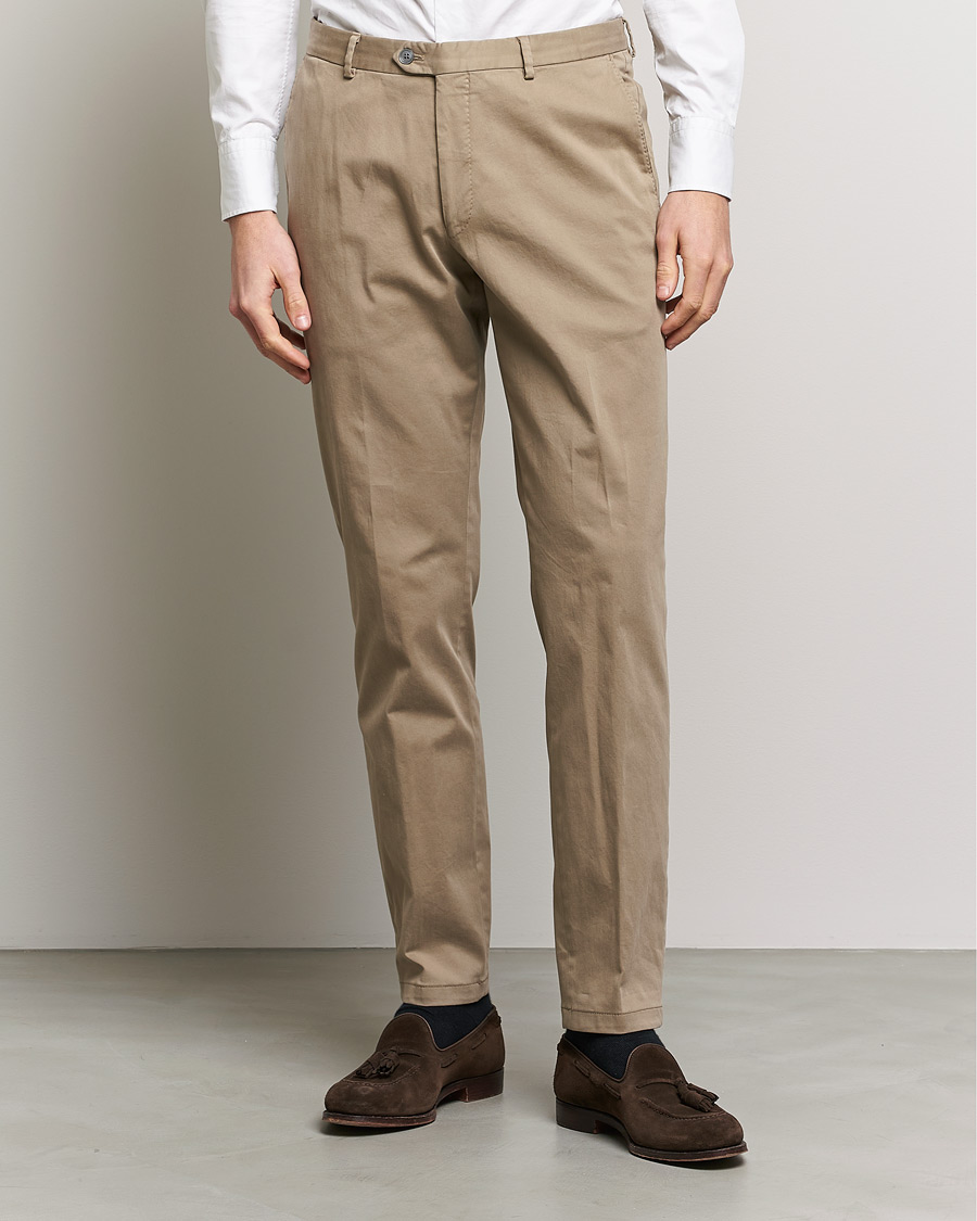 Herren | Chinos | Oscar Jacobson | Denz Casual Cotton Trousers Beige