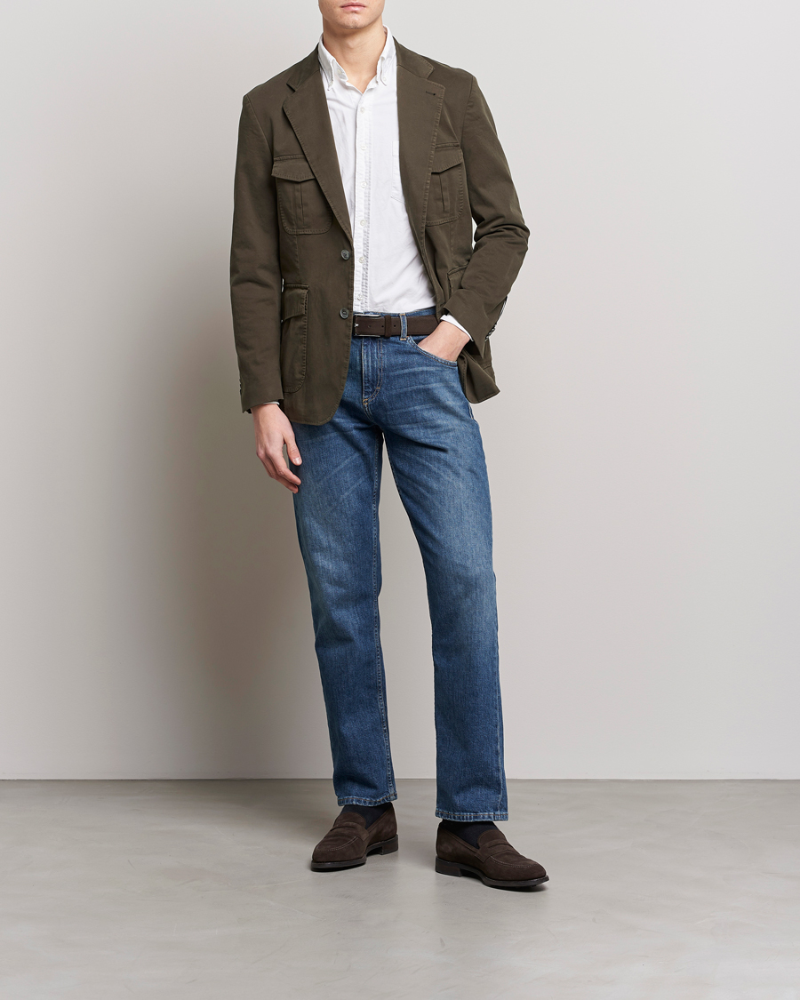 Herren | Sakkos | Oscar Jacobson | Friso Cotton Safari Blazer Dark Green