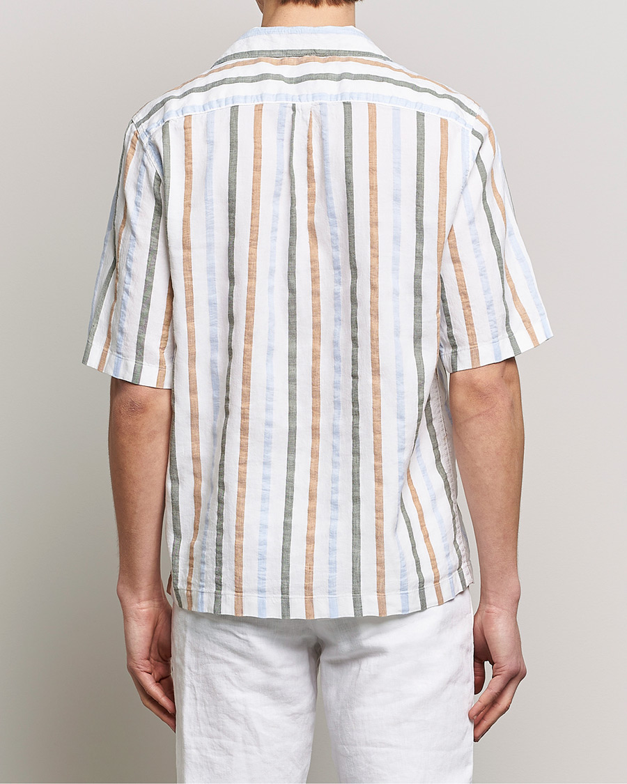 Herren | Hemden | Oscar Jacobson | Cuban Short Sleeve Multi Stripe Shirt White