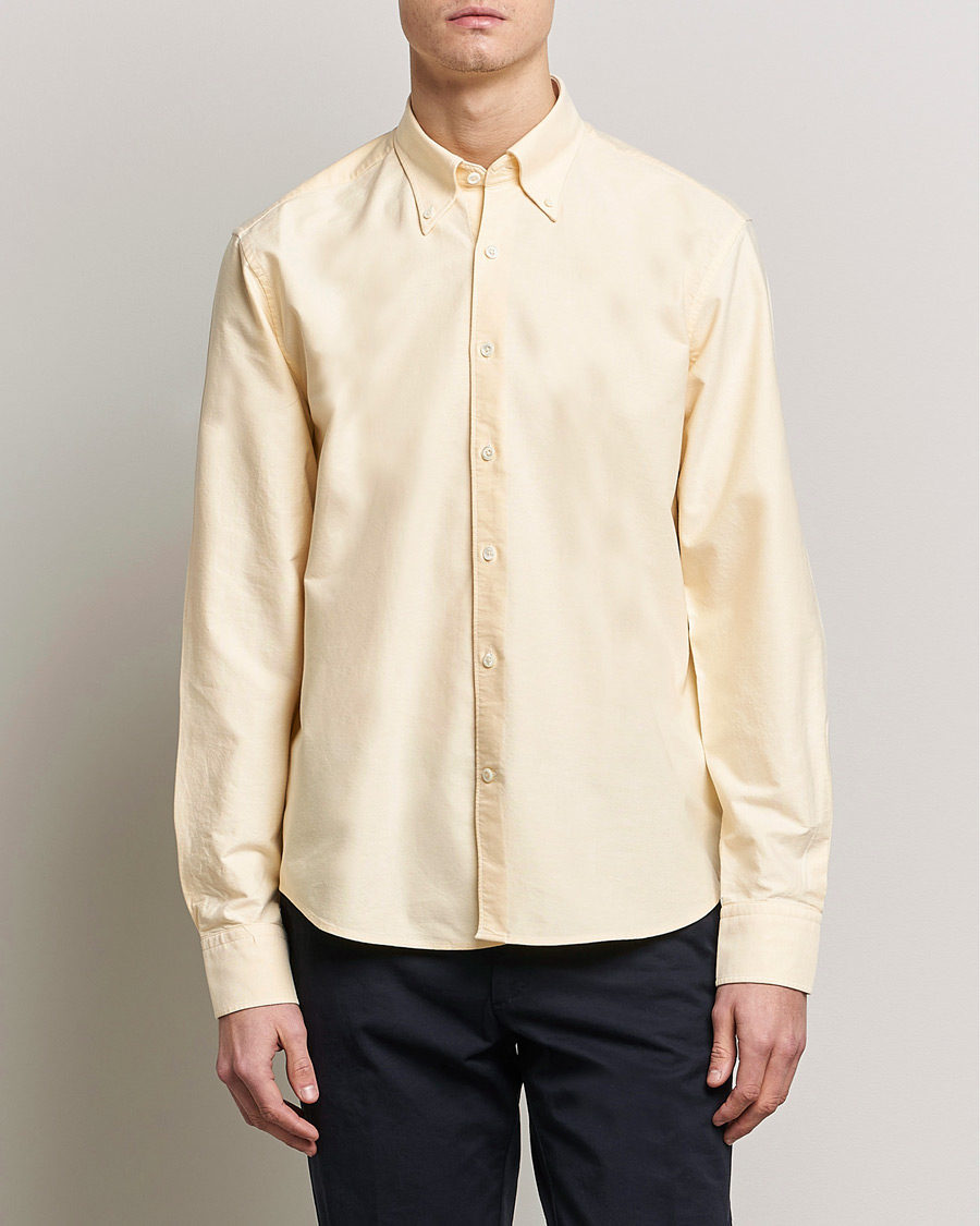 Herren | Hemden | Oscar Jacobson | Regular Fit Button Down Oxford Shirt Yellow