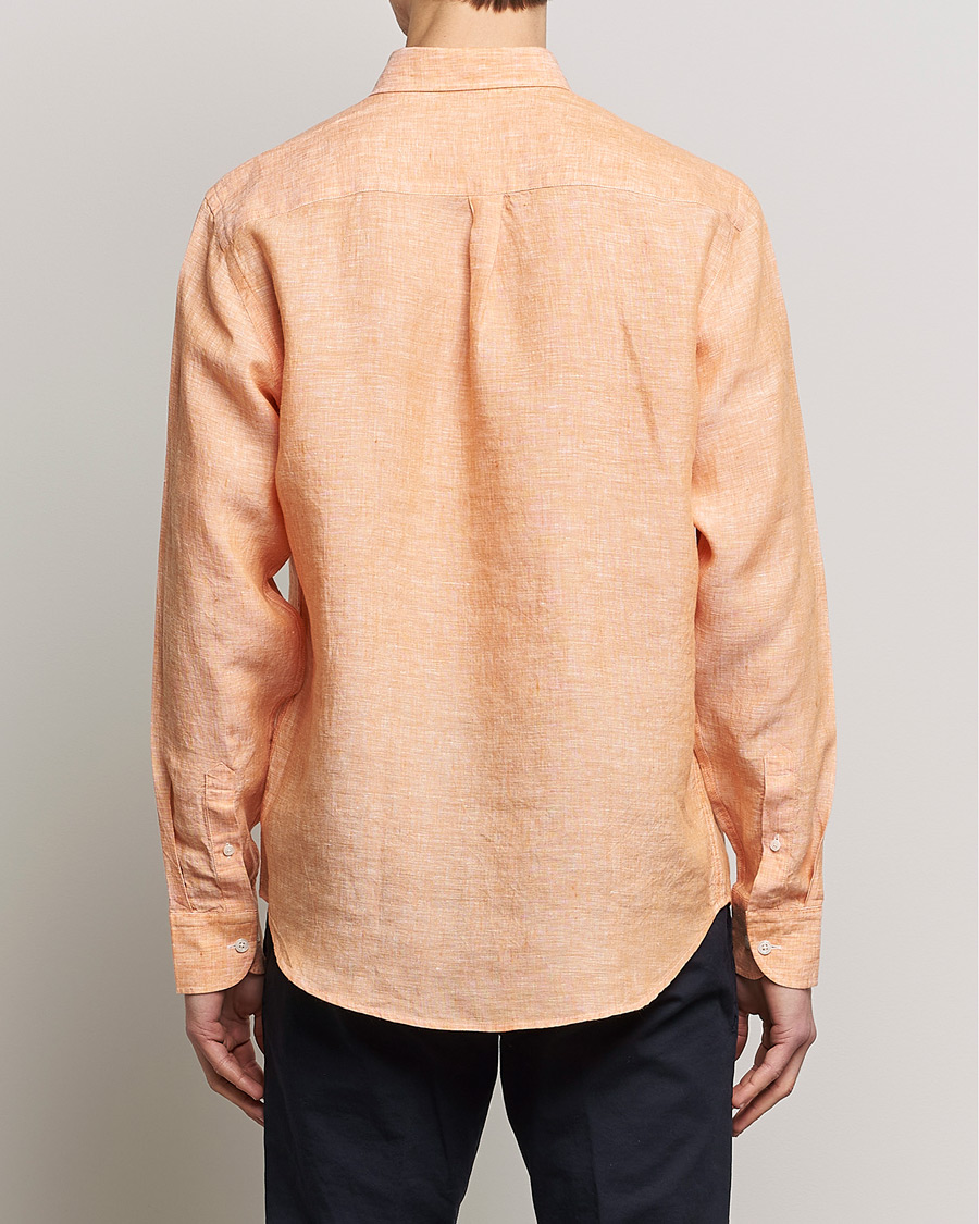 Herren | Hemden | Oscar Jacobson | Regular Fit Button Down Linen Shirt Orange