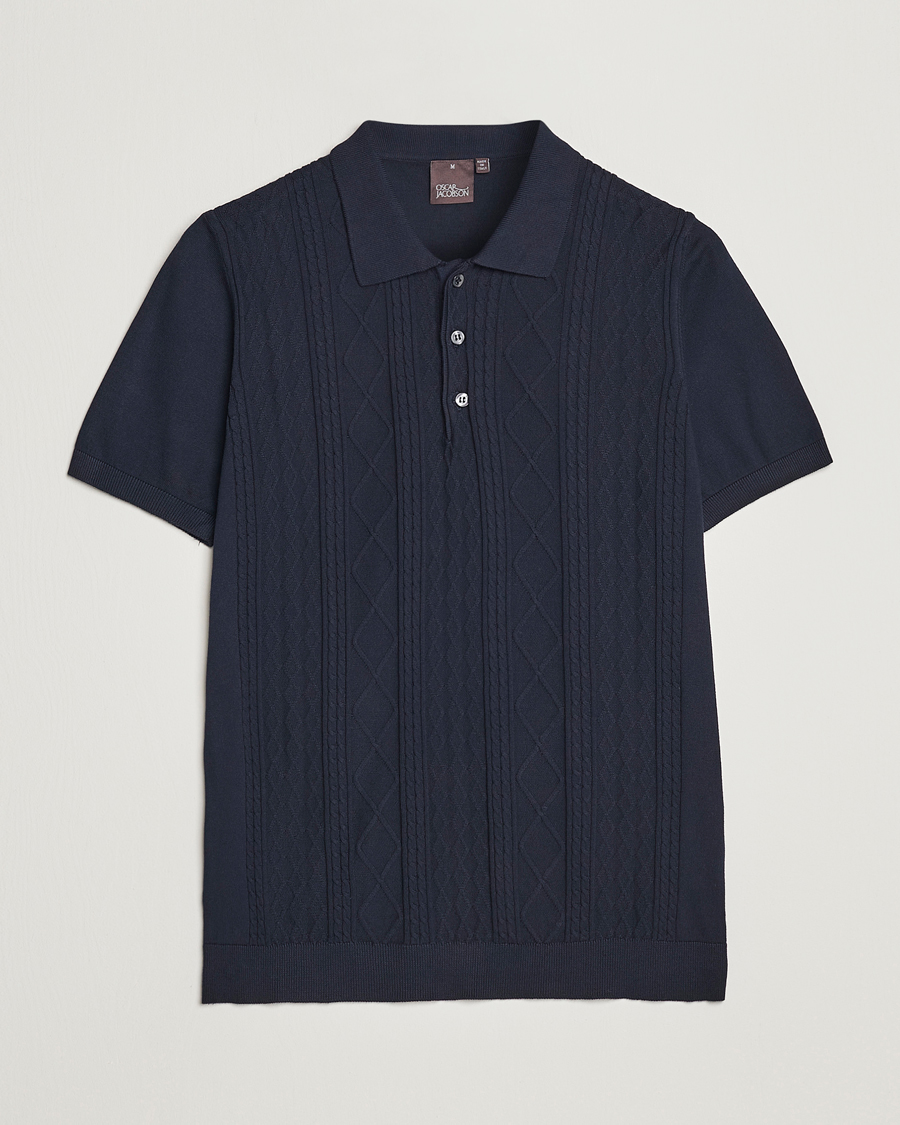 Herren | Poloshirts | Oscar Jacobson | Bard Short Sleeve Structured Cotton Polo Navy