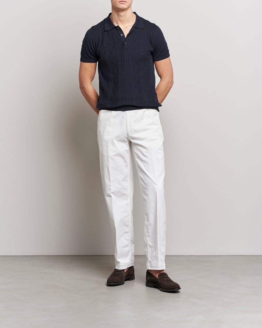 Herren | Poloshirts | Oscar Jacobson | Bard Short Sleeve Structured Cotton Polo Navy