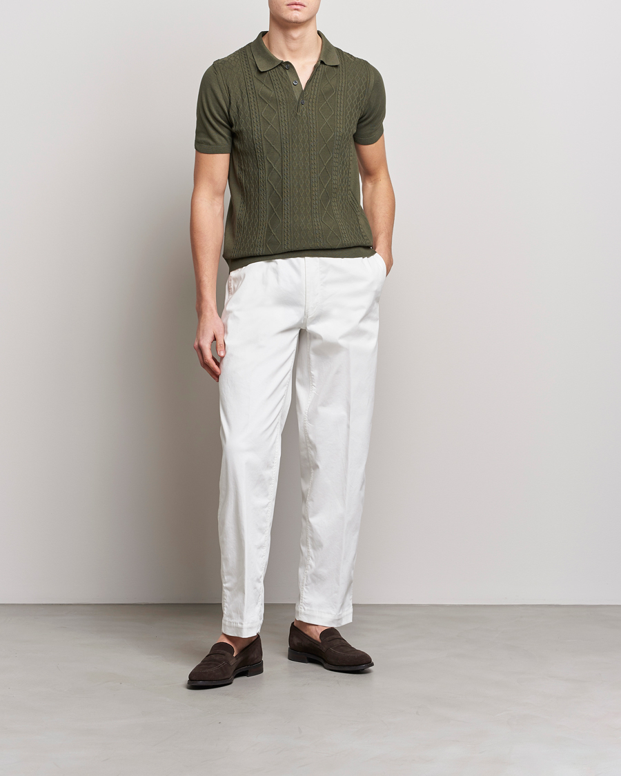 Herren | Poloshirts | Oscar Jacobson | Bard Short Sleeve Structured Cotton Polo Olive