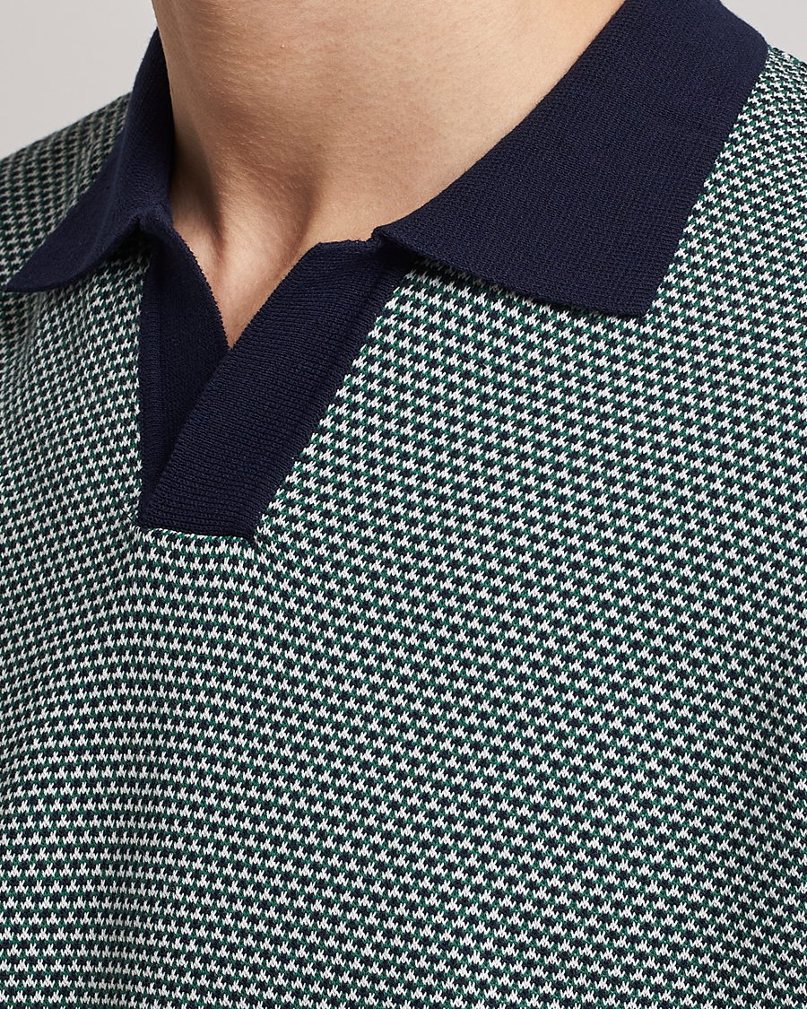 Herren | Poloshirts | Oscar Jacobson | Dalius Cotton Woven Structure Cotton Polo Green