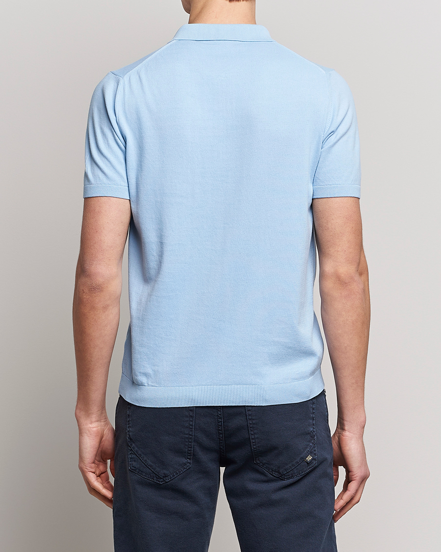 Herren | Poloshirts | Oscar Jacobson | Otto Short Sleeve Zip Polo Light Blue