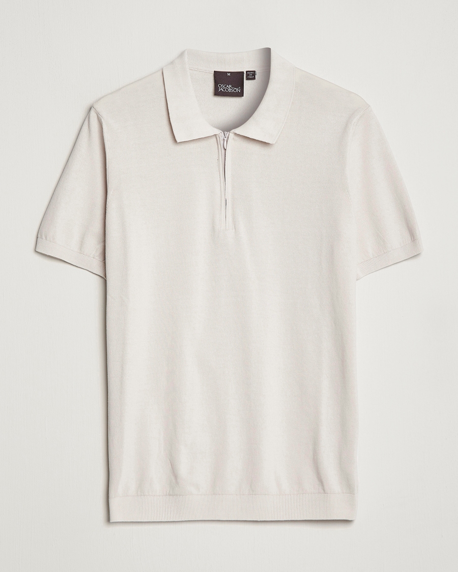 Herren | Poloshirts | Oscar Jacobson | Otto Short Sleeve Zip Polo Creme