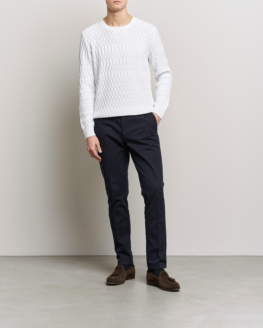 Herren | Pullover | Oscar Jacobson | Cotton Fisherman Sweatshirt White
