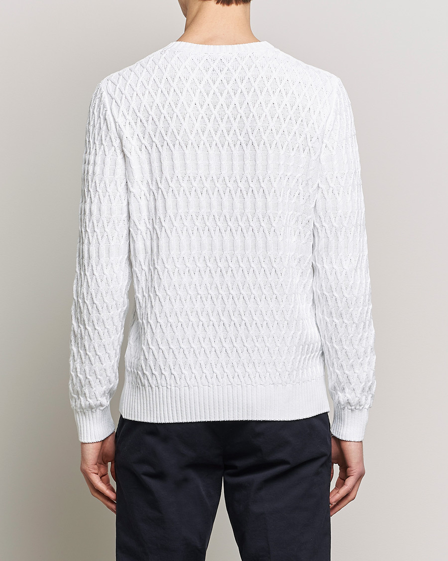 Herren | Pullover | Oscar Jacobson | Cotton Fisherman Sweatshirt White