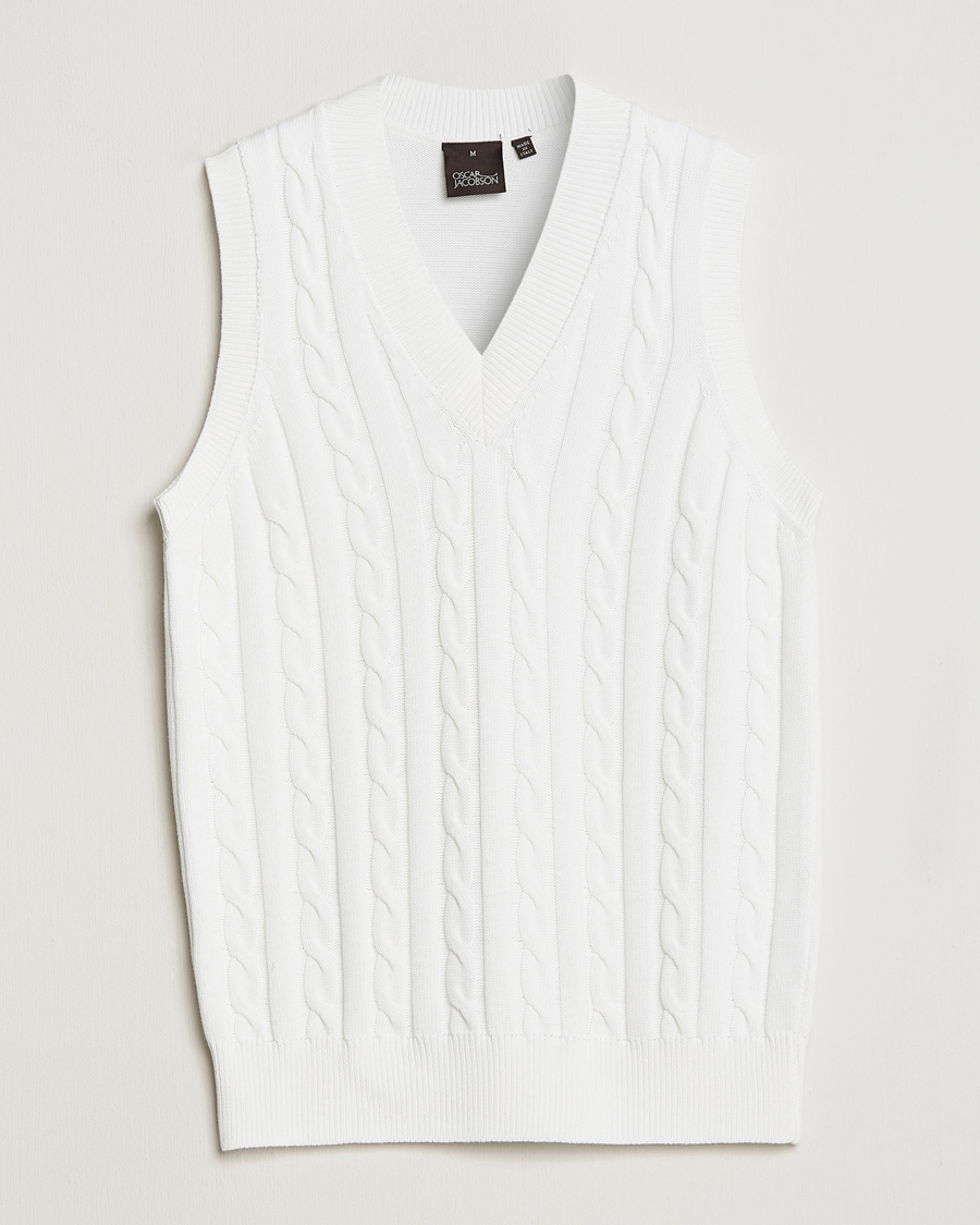 Herren | Pullover | Oscar Jacobson | Lucas Cable Knitted Vest White