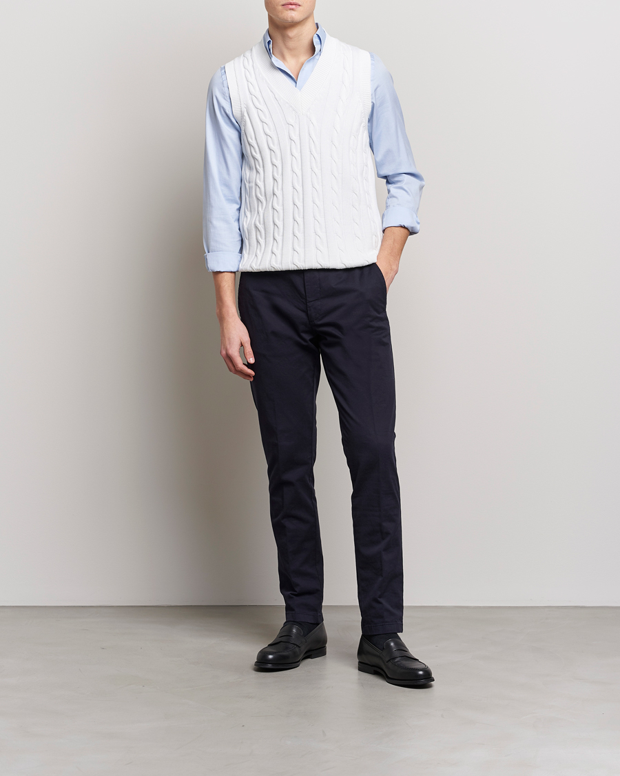 Herren | Pullover | Oscar Jacobson | Lucas Cable Knitted Vest White