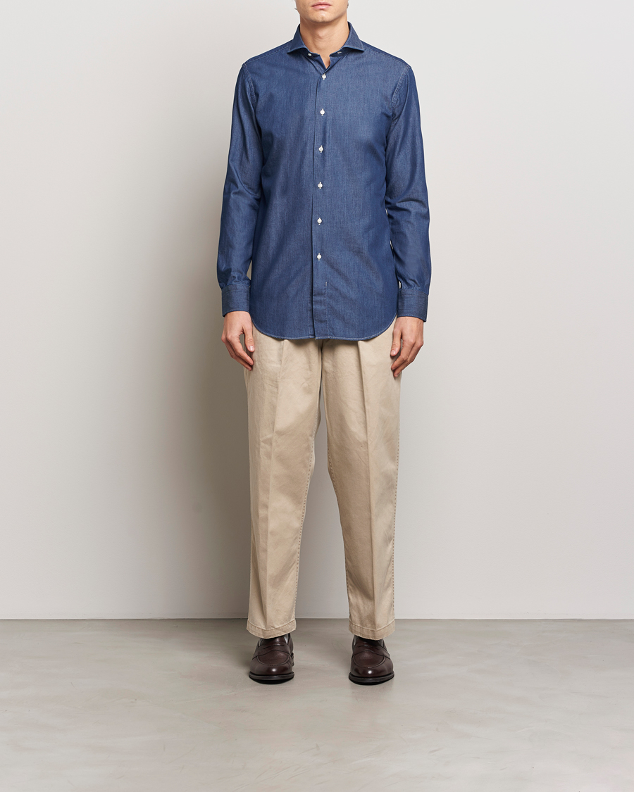 Herren | Hemden | Kamakura Shirts | Slim Fit Denim Shirt Dark Indigo