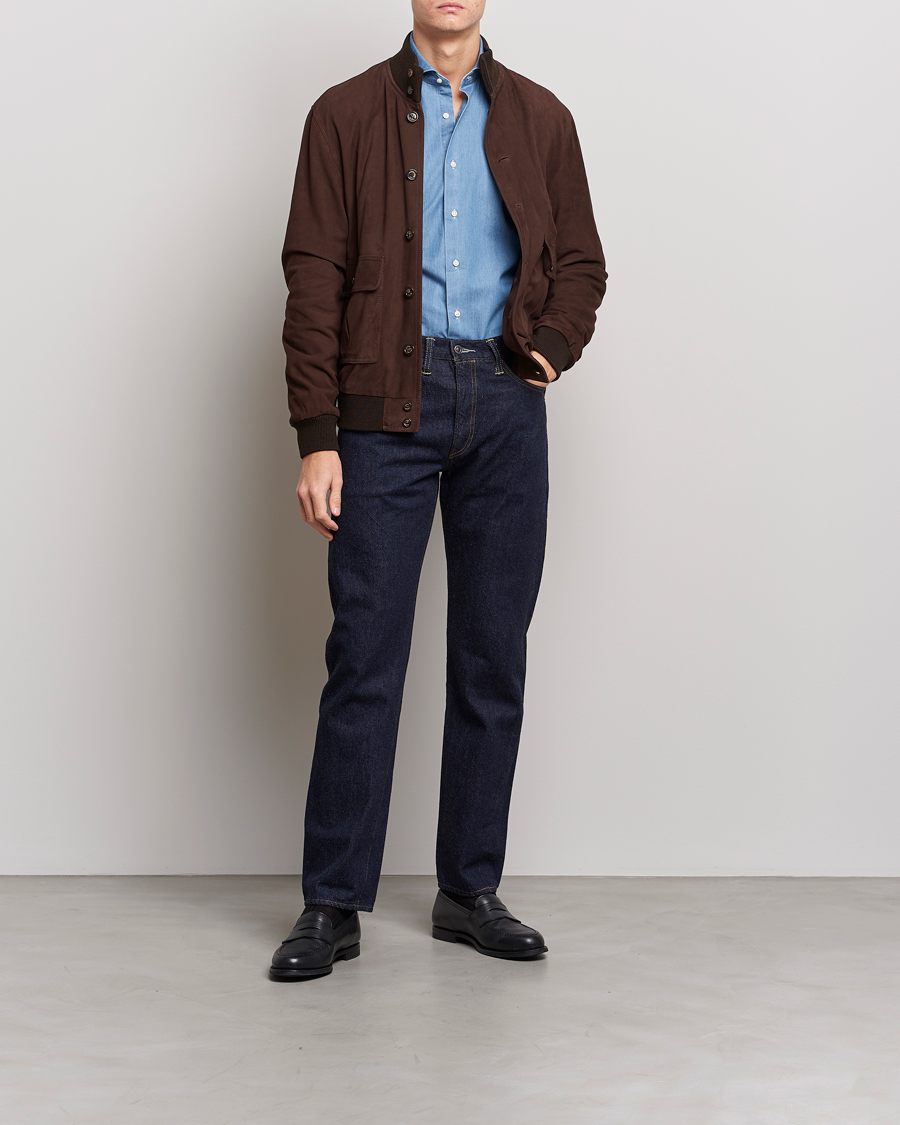 Herren | Hemden | Kamakura Shirts | Slim Fit Denim Shirt Light Indigo