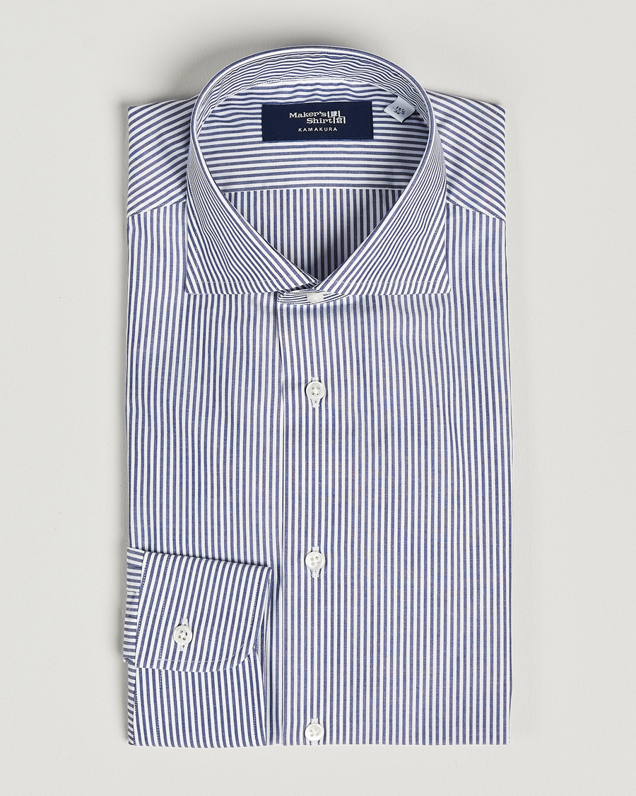 Herren | Hemden | Kamakura Shirts | Slim Fit Striped Broadcloth Shirt Navy