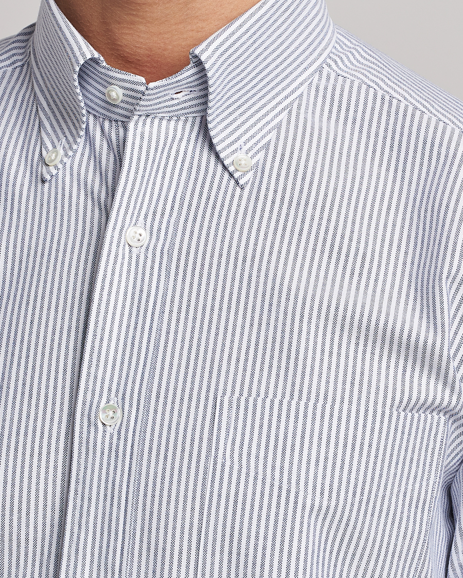 Herren | Hemden | Kamakura Shirts | Slim Fit Striped Oxford BD Shirt Light Blue