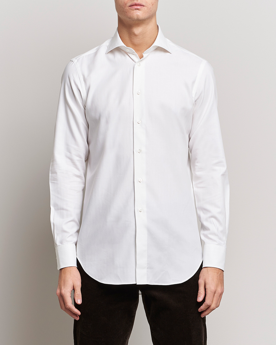 Herren | Hemden | Kamakura Shirts | Slim Fit Cashmere Blend Shirt White