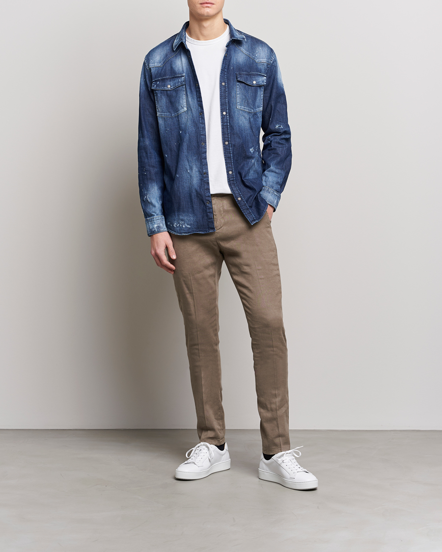 Herren | Hosen | Dondup | Gaubert Linen Stretch Chinos Light Brown